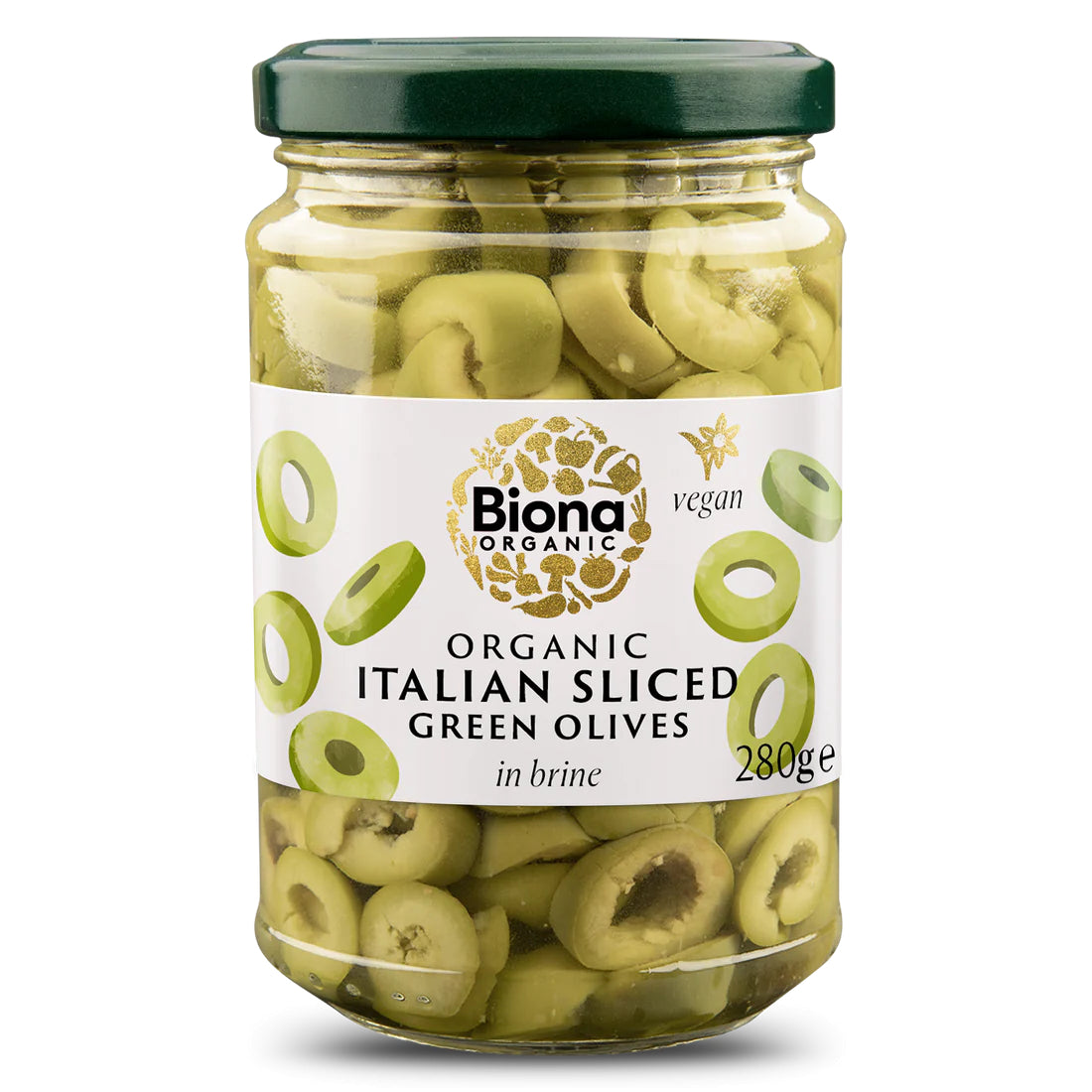 Masline verzi italiene feliate in saramura bio 280g - Verlin
