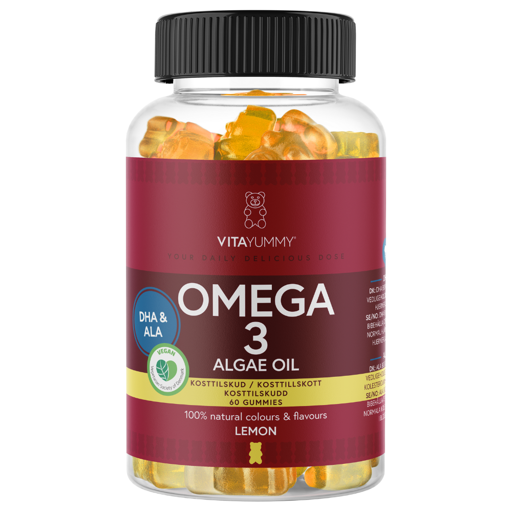 Omega 3, ursuleti gumati vegani cu aroma de lamaie, 60 jeluri, 180g, Vitayummy