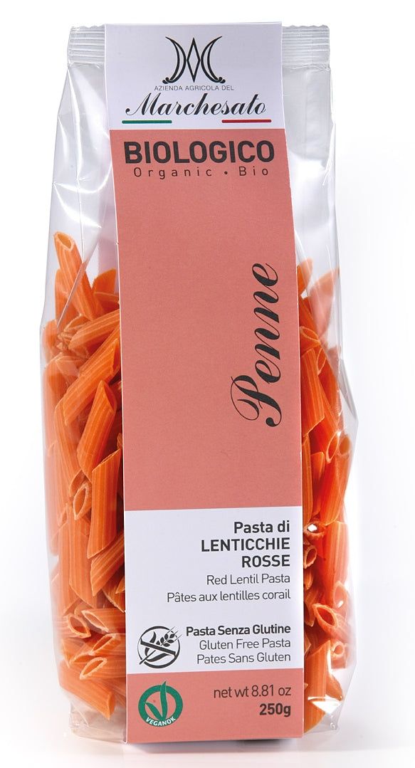 Penne din linte rosie bio fara gluten 250g - Verlin
