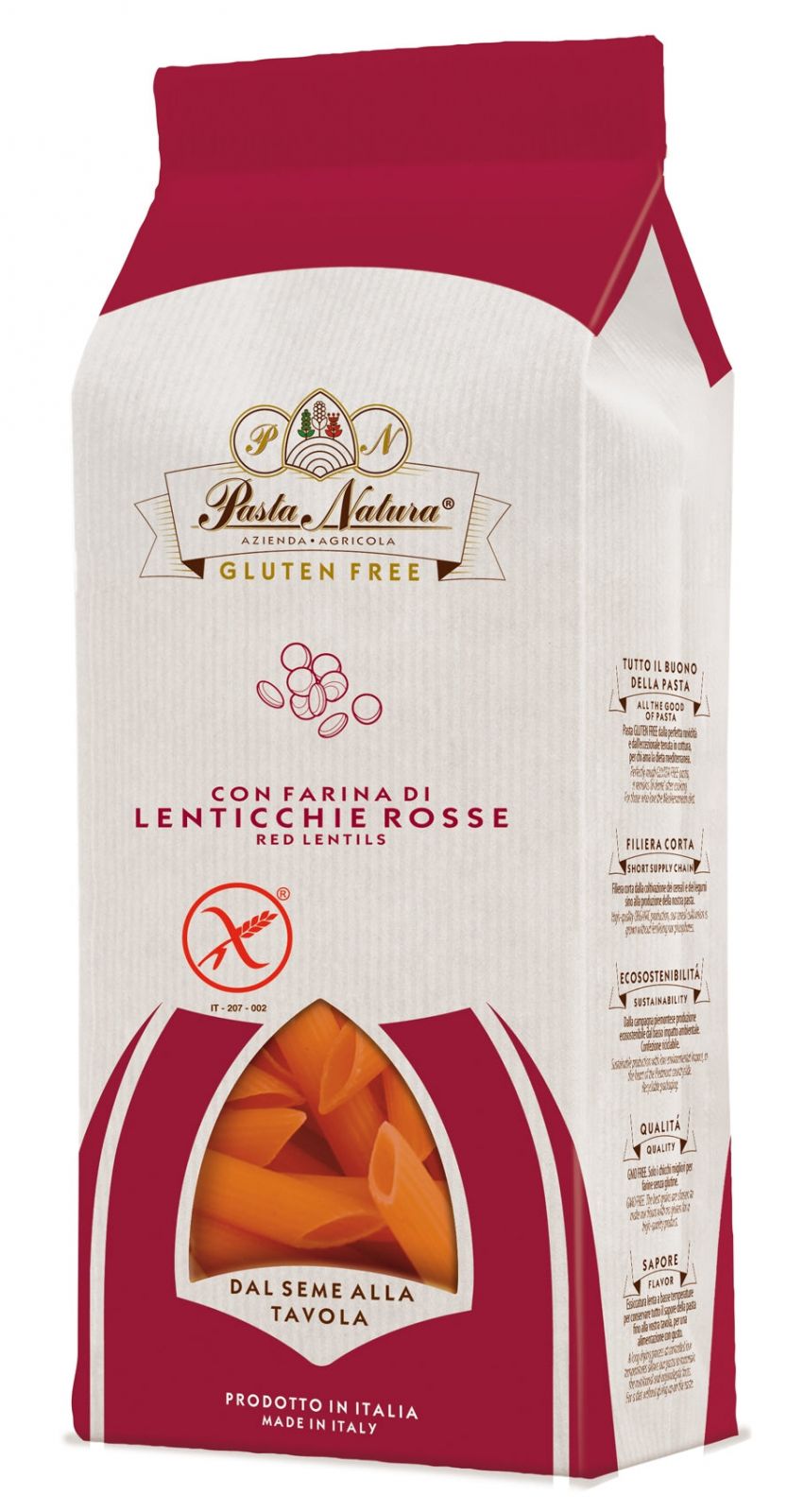Penne din linte rosie bio fara gluten 250g - Verlin