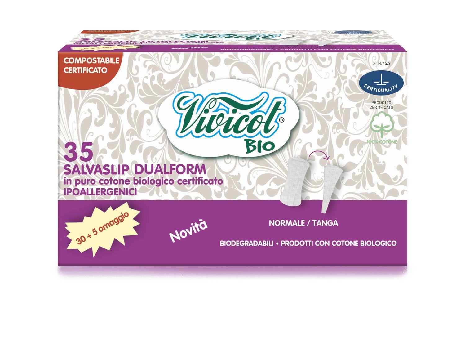 Protej slip din bumbac bio hipoalergenic compostabil Dual - Verlin