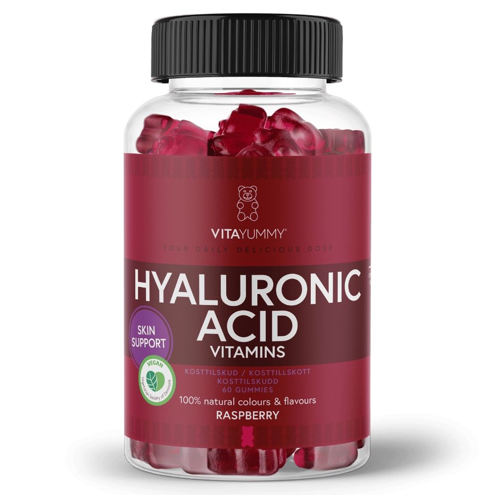 Acid hialuronic și niacină, jeleuri vegane zmeură, 60 bucăți, Vitayummy.