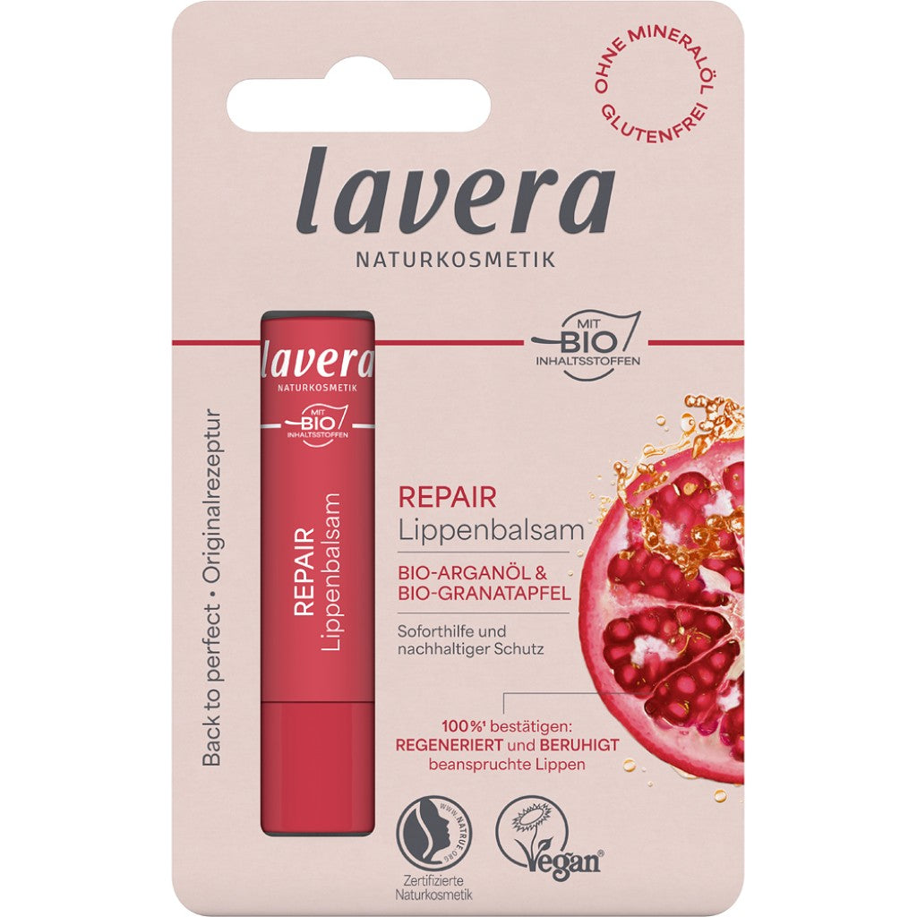 Balsam de buze reparator cu ulei bio de argan si rodie , 4.5g,Lavera