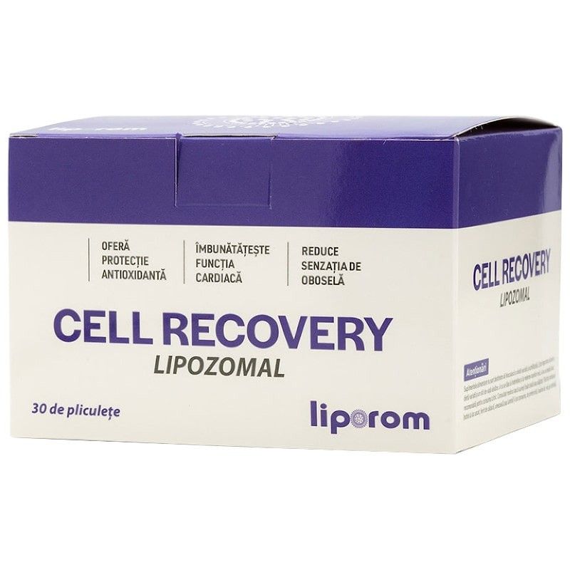 Cell Recovery Lipozomal Liporom, cutie violet-alb, 30 plicuri, protecție antioxidantă.