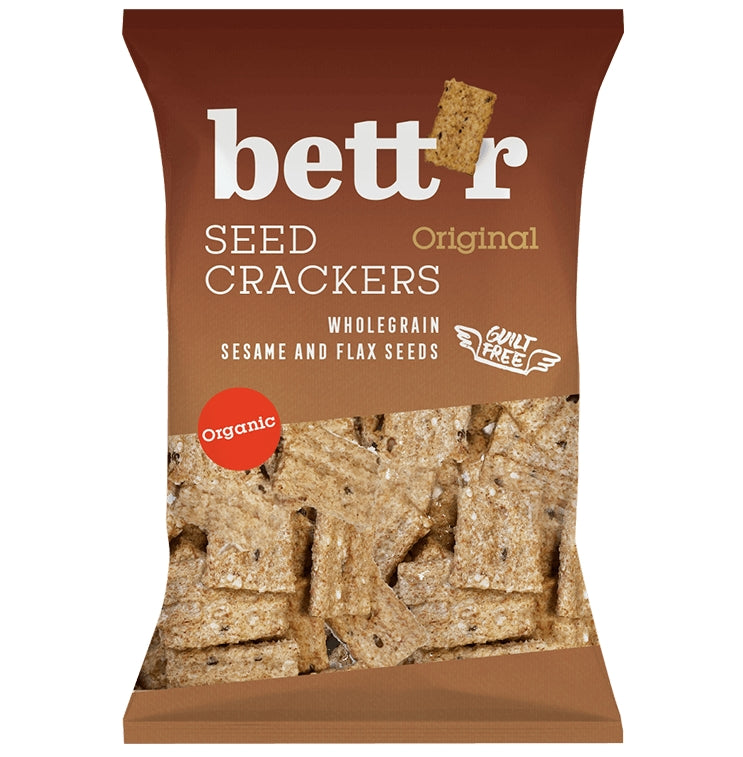 Crackers integrali Original eco 150g Bettr în ambalaj maro, ingrediente bio.