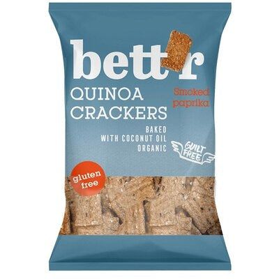 Pachet albastru Crackers quinoa și boia Bettr fără gluten 100g, eco, organic, cu ulei de cocos.