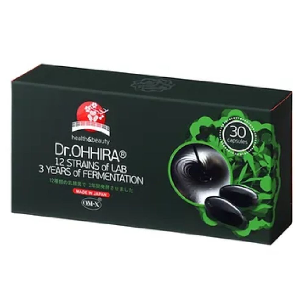 Dr.Ohhira® 12 tulpini probiotice, capsule negre, cutie verde, fermentație 3 ani, 30 buc.