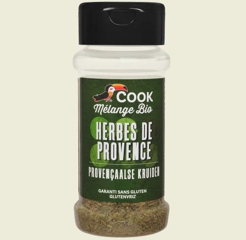 Recipient verde cu ierburi de Provence bio 20g, marcă Cook, ecologic, tip solniță reutilizabilă.