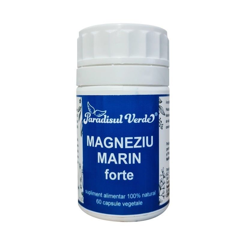 Cutie albă-albastră de Magneziu Marin Forte 60 capsule vegetale Paradisul Verde.