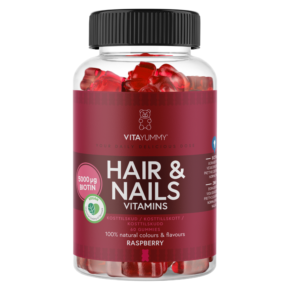 Multivitamine unghii și păr, ursuleți gumati, vegan, 60 jeleuri, roșu, Vitayummy, gust zmeură.