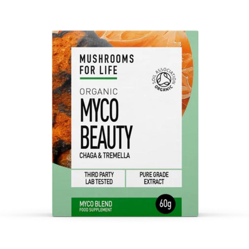 Cutie Organic Myco Beauty Chaga și Tremella 1000 mg, 60g, MushroomsForLife, extracte pure.