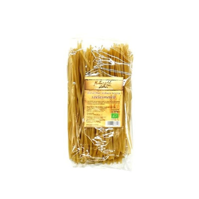 Paste bio din făină albă de alac, tăiței lați, pachet transparent 250g Naturgold