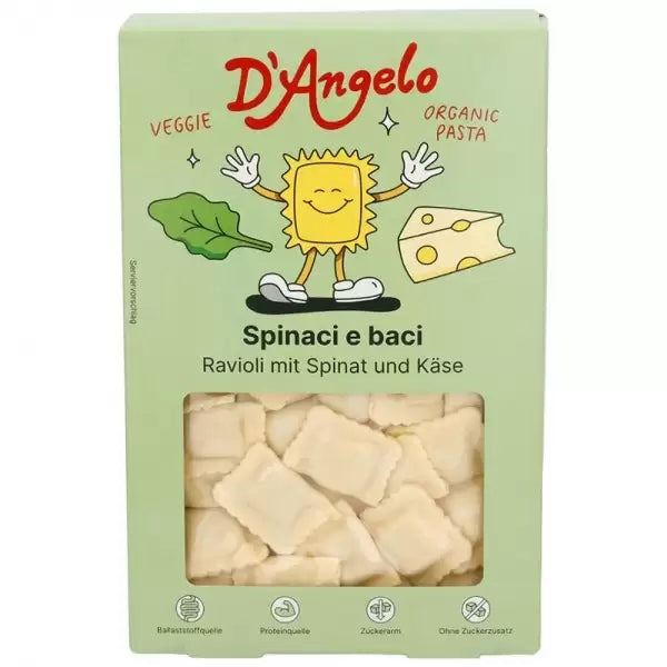 Raviolli bio cu umplutura de branza si spanac 250g DAngelo