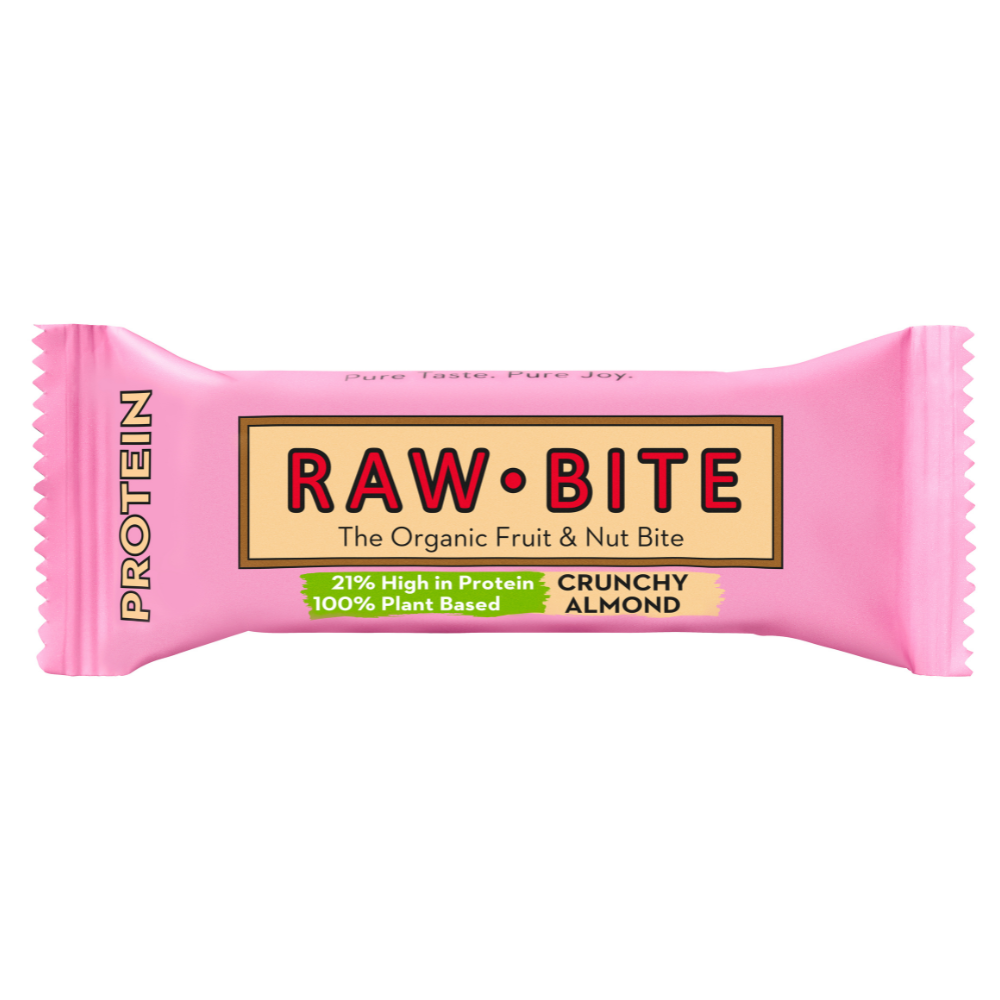 Baton proteic - fara gluten, fara zahar, crunchy almond migdale crocante, bio, 45g, raw bite