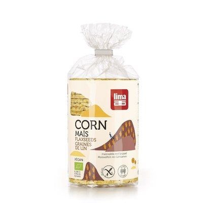 Rondele porumb expandat cu semințe in bio 130g, Lima, fără gluten, vegan, ambalaj transparent.