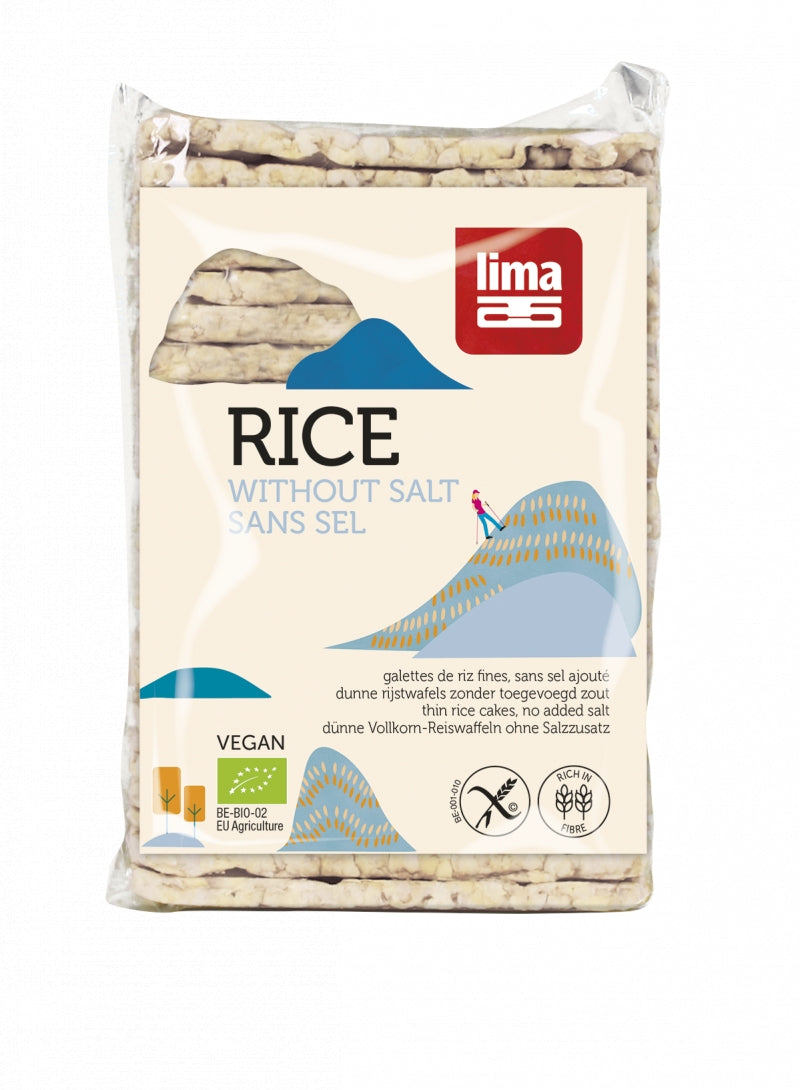 Rondele de orez expandat fără sare Lima, ambalaj 130g, vegan, eco.