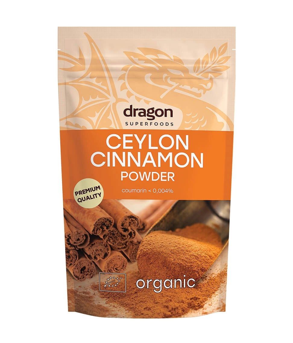 Pungă Scorțișoară Ceylon pudră bio 150g premium calitate, portocaliu, organic.