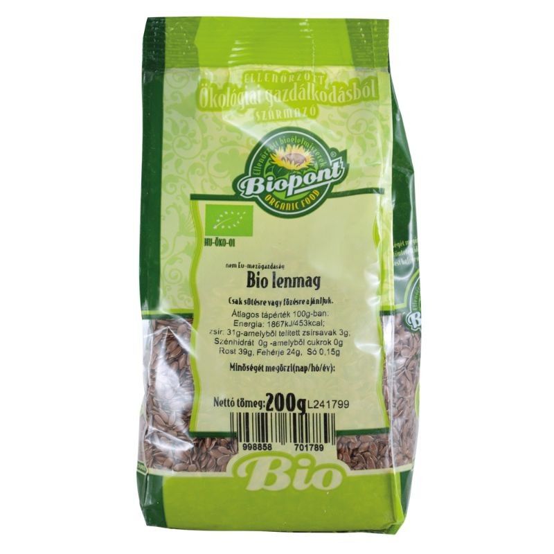 Seminte in Bio 200g Biopont, ambalaj verde, etichetă inscripționată, produs ecologic.