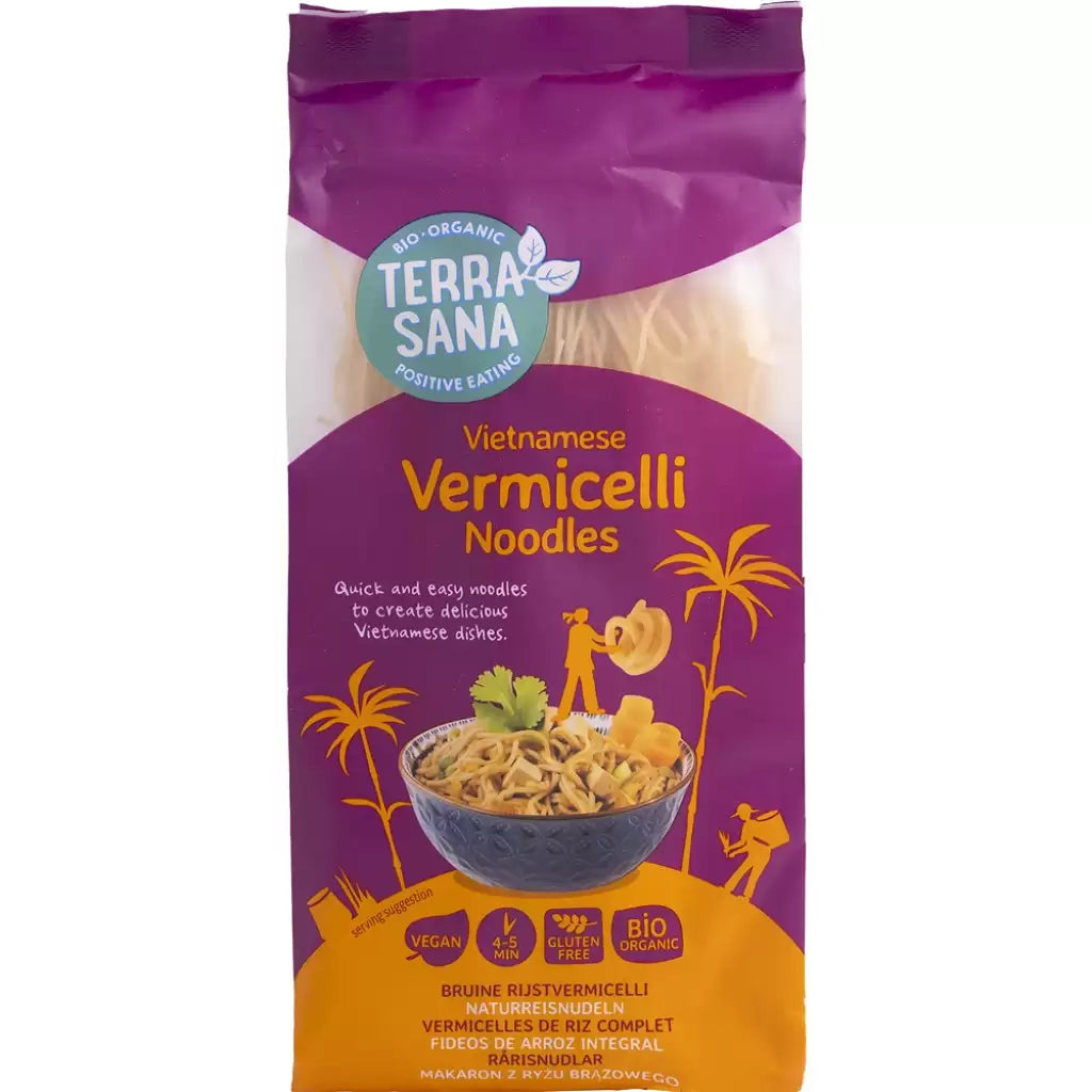 Taitei din orez vermicelli Vietnamezi, fara gluten bio , 250g,Terrasana