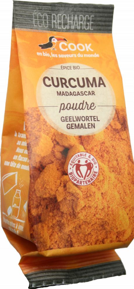 Turmeric pudra bio Cook 35g, ambalaj ecologic, portocaliu, fără gluten.