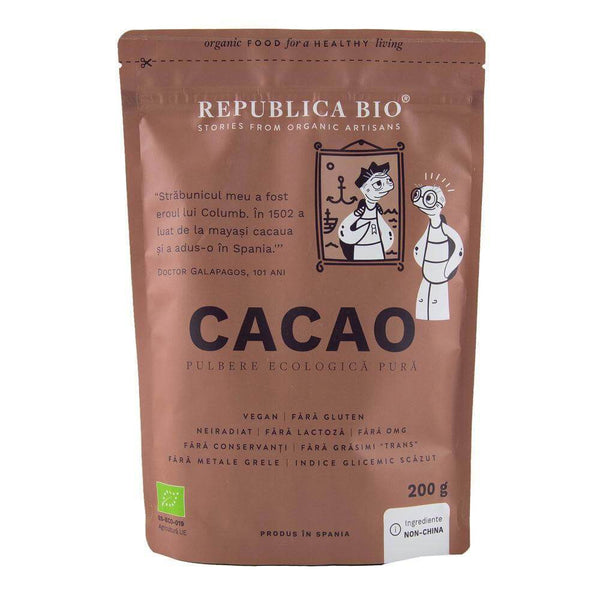  Cacao pulbere pura, bio, 200g, republica bio