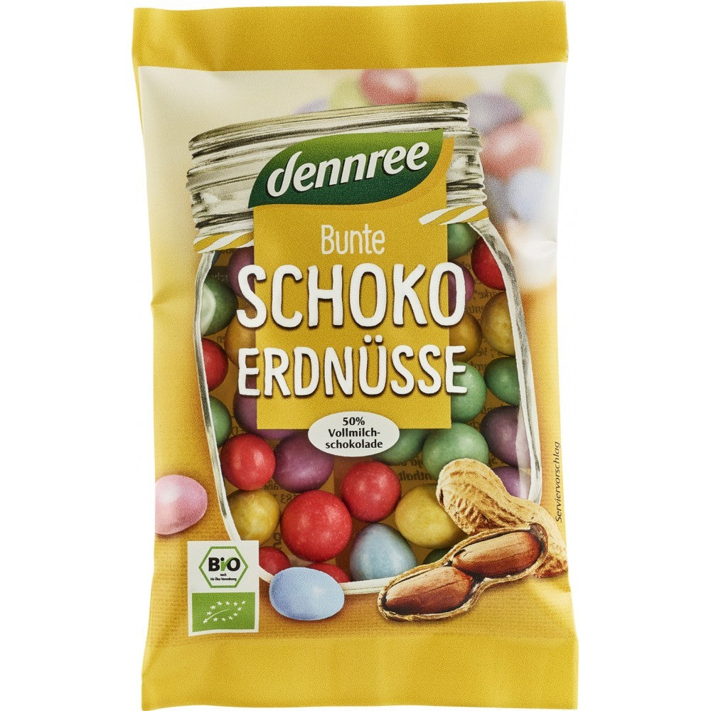 Arahide colorate cu ciocolata de lapte eco 100g Dennree