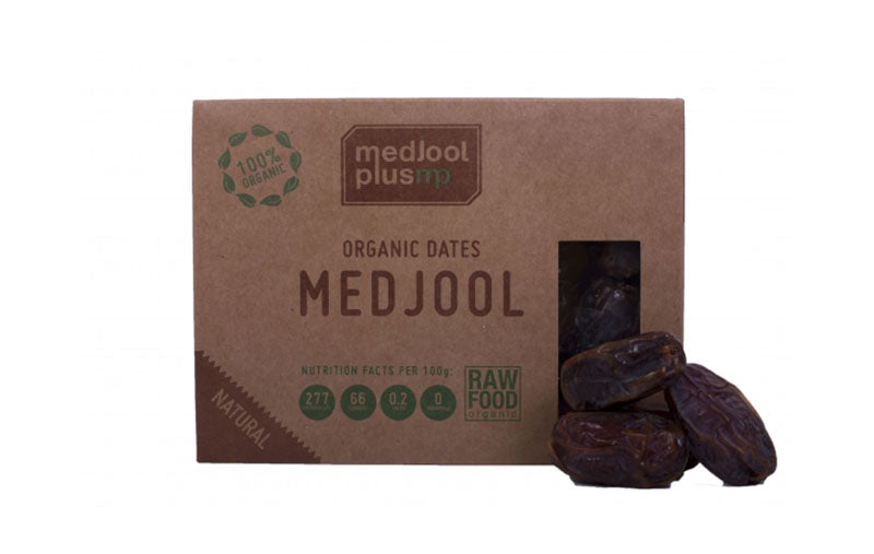 Curmale Medjool ecologice ambalaj carton maro, 500g, calitate naturală.