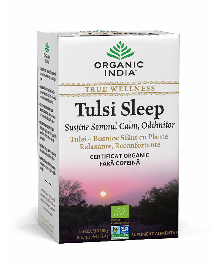 Ceai bio tulsi sleep cu plante relaxante, reconfortante - somn calm, odihnitor, plicuri, organic india