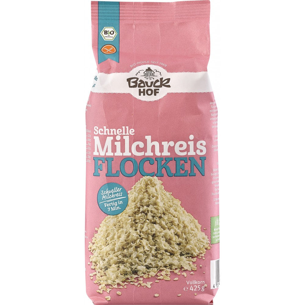 Fulgi bio de orez integral pentru lapte fara gluten 425g BauckHof Fulgi bio de orez integral