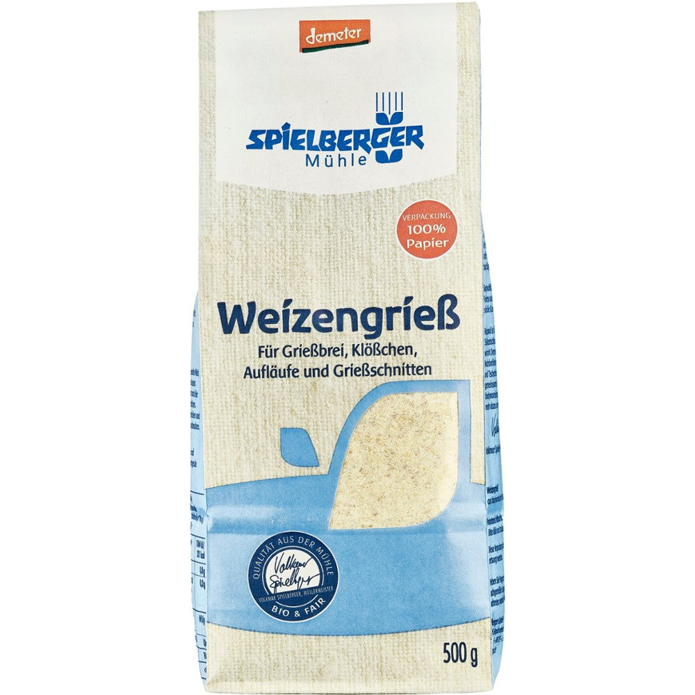 Gris de grau bio 500g Spielberger, ambalaj albastru, certificare Demeter, 100% hartie, produs ecologic.