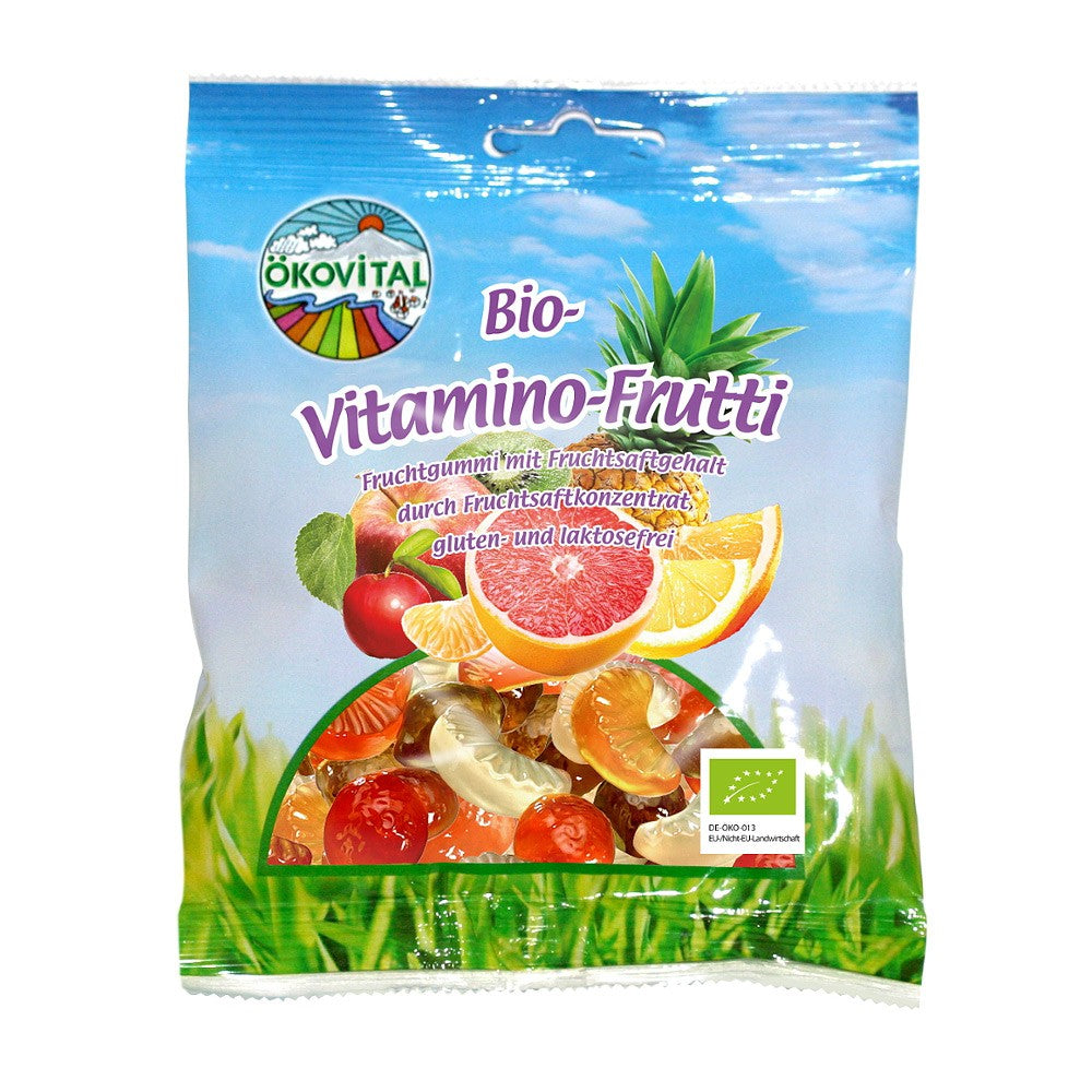 Jeleuri bio Okovital, fără gluten și lactoză, 80g, cu arome naturale de fructe și vitamina C.