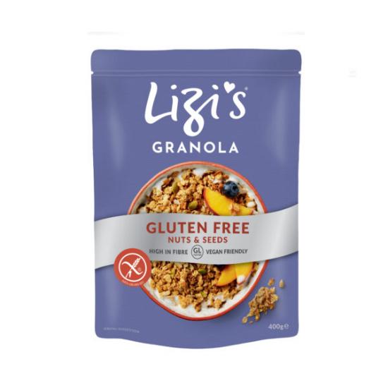 Lizi's Granola fără gluten cu nuci și semințe, pachet violet 400g.