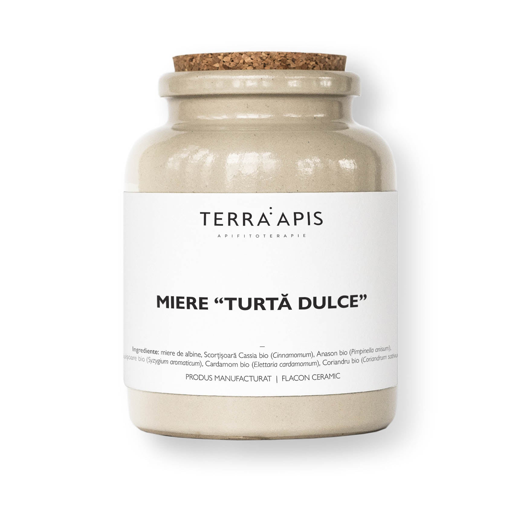 Miere Turtă Dulce 400g, borcan ceramic, conținut bio.
