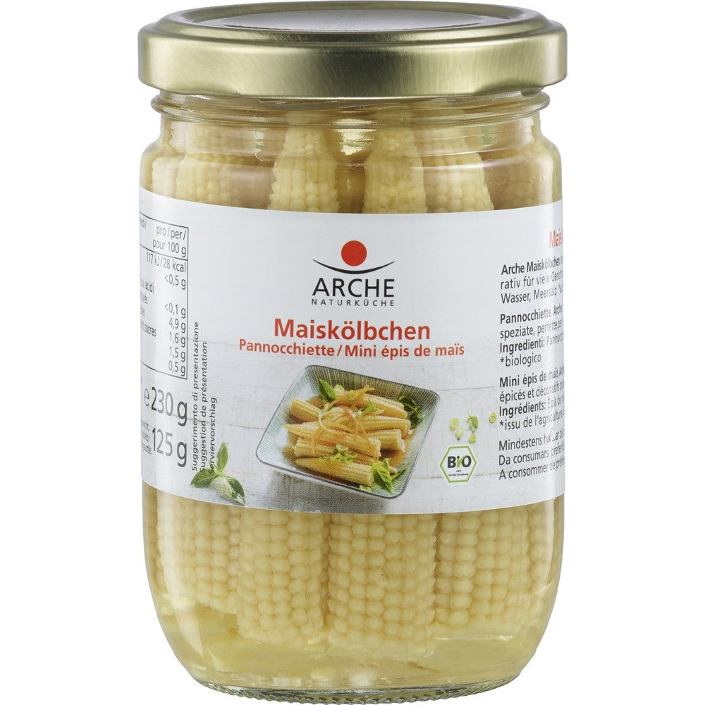 Mini porumb in saramura 230g Arche Mini porumbul bio in saramura