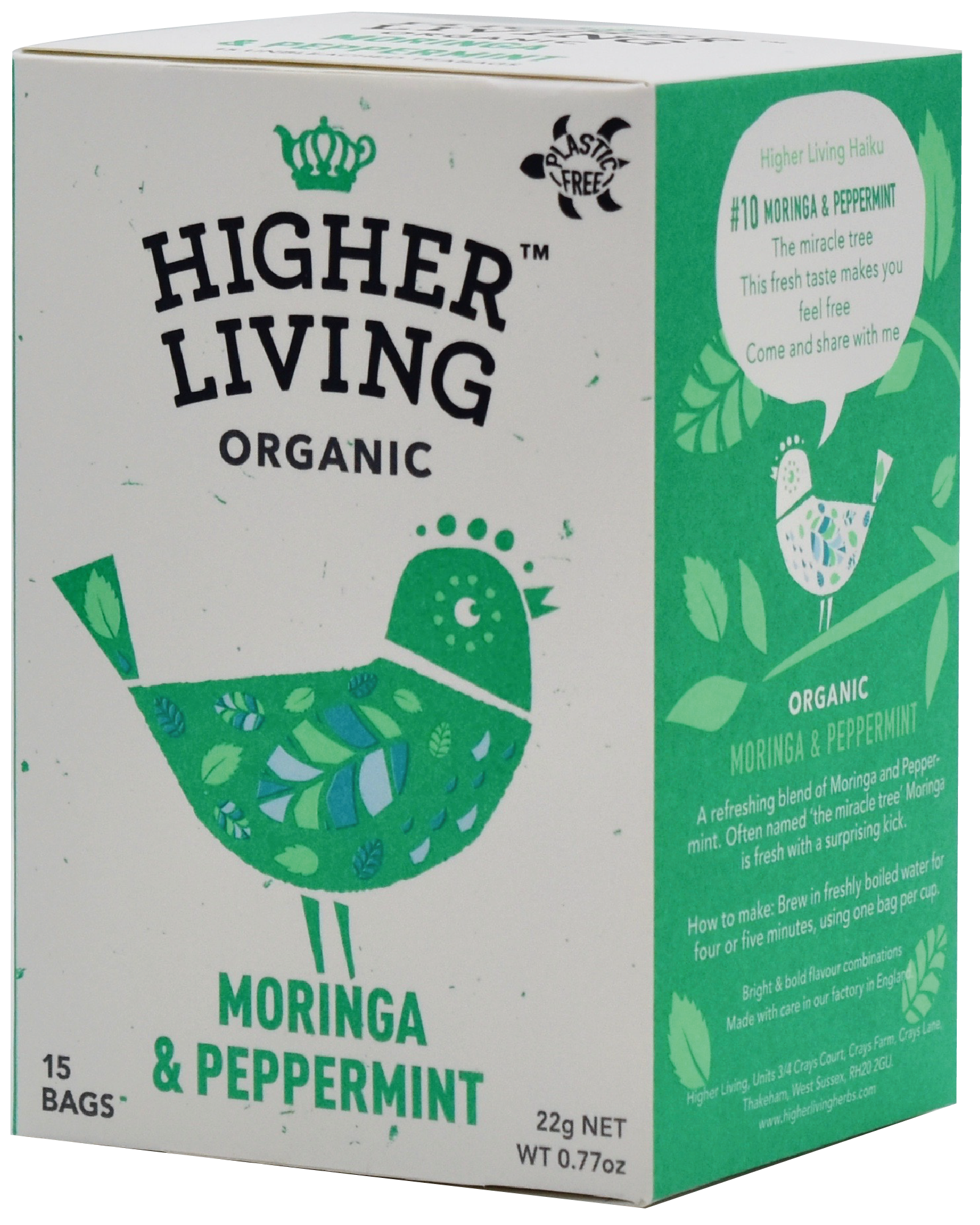 Ceai moringa si menta, eco, 15 plicuri, Higher Living