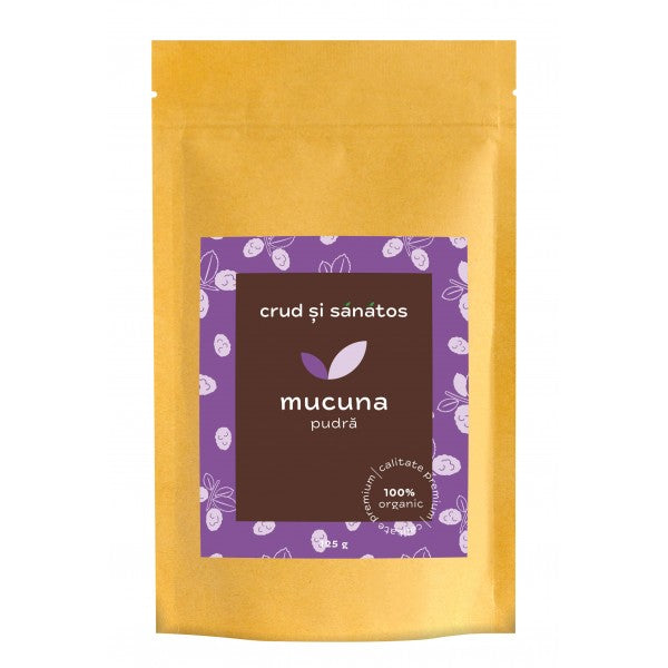 Pudră Mucuna pruriens bio, 125g, ambalaj mov-bej, Crud si Sanatos