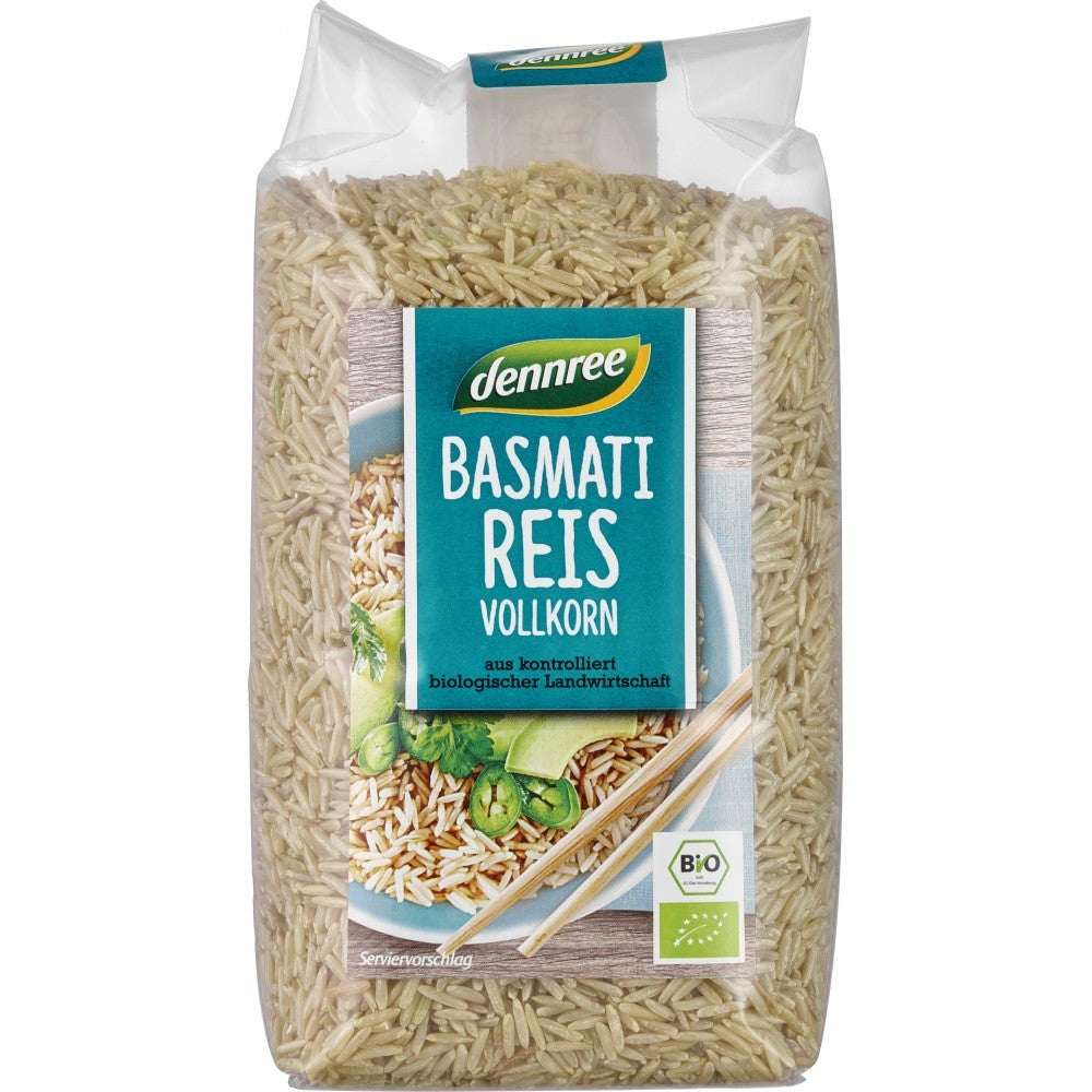 Pachet orez basmati integral 500g Dennree, ecologic, verde, alimente sănătoase.
