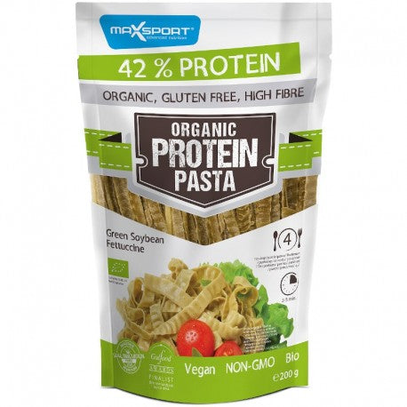 Paste Proteice din Soia Verde Fettuccine Bio, pachet de 200g, fără gluten, Maxsport.