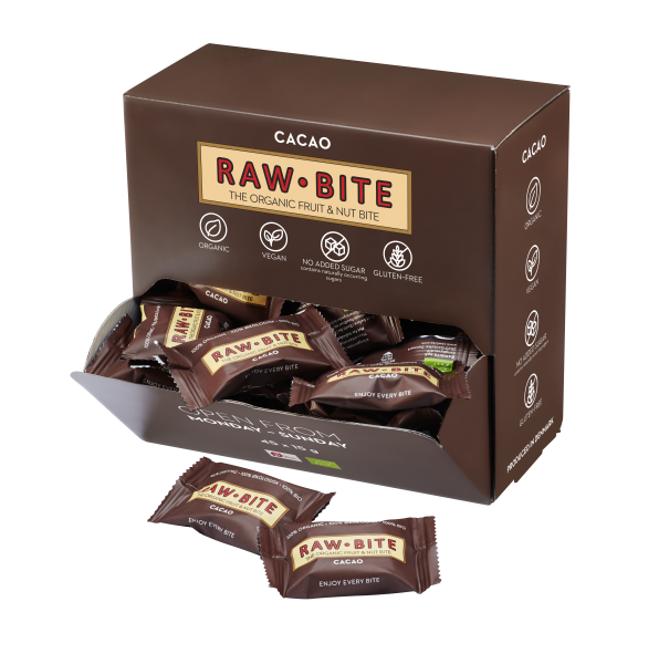  Snack box raw cacao, 45 buc x 15g, raw bite