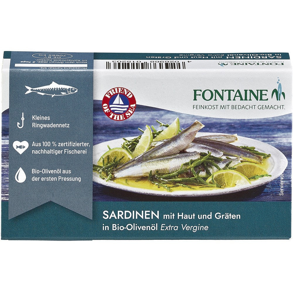 Sardine in ulei bio de masline 120g Fontaine Bucurate de o gustare care