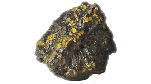 Shilajit pudra neagră cu accente aurii, 60g, eco, vedere laterală, fără gluten și lactoză.