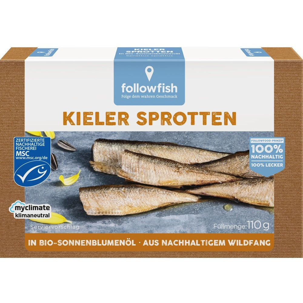 Sprot afumat in ulei de floarea soarelui ecologic 110g Followfish