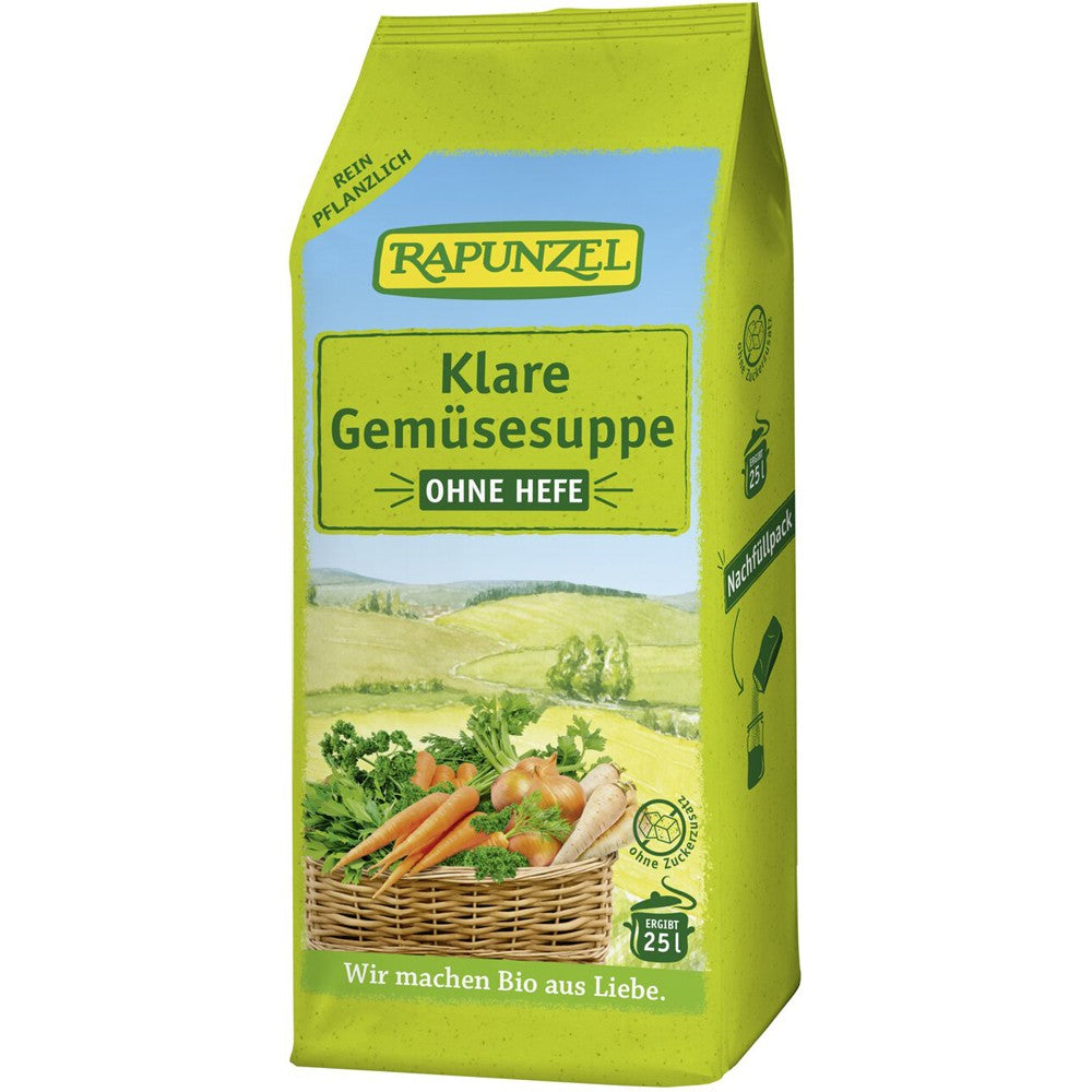 Amestec legume bio supă clară fără drojdie Rapunzel 500g, pachet verde.