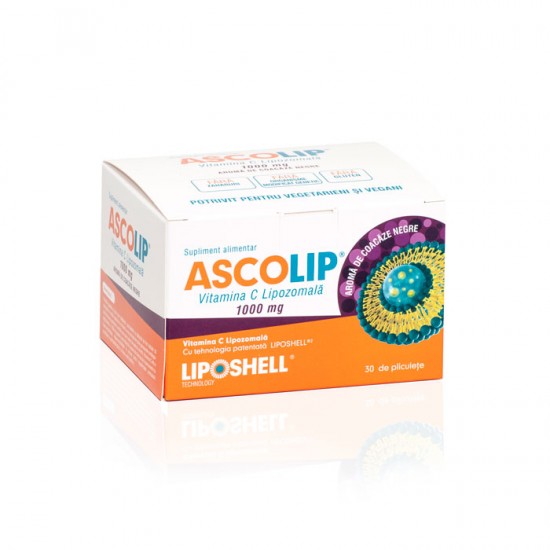 Vitamina C Lipozomala ASCOLIP, aroma de coacaze negre, 1000mg