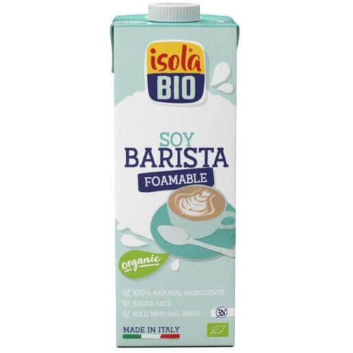 Băutură soia bio barista, 1L, Isola Bio, ambalaj verde, neîndulcită, ecologică, origine Italia.