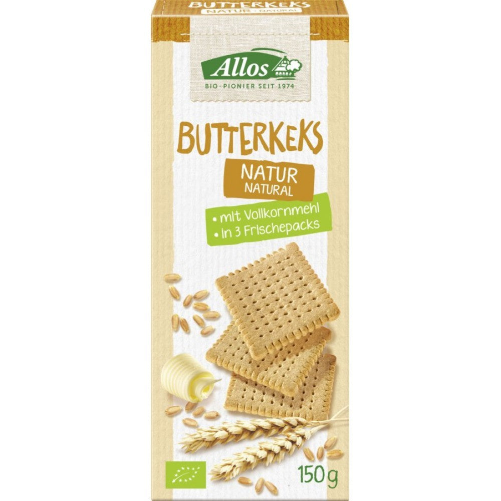 Biscuiti bio cu unt si miere, 150g, allos