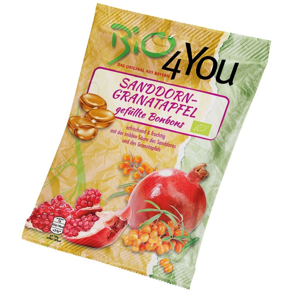 Bomboane bio cu rodie si catina bio 75g Bio4You