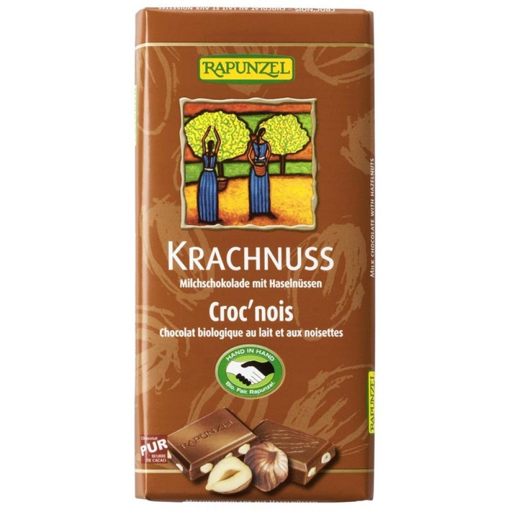 Ciocolata bio din lapte integral cu alune 100g Rapunzel
