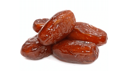 Curmale medjool bio, maro lucios, crud, vedere laterală, ambalaj 250g.