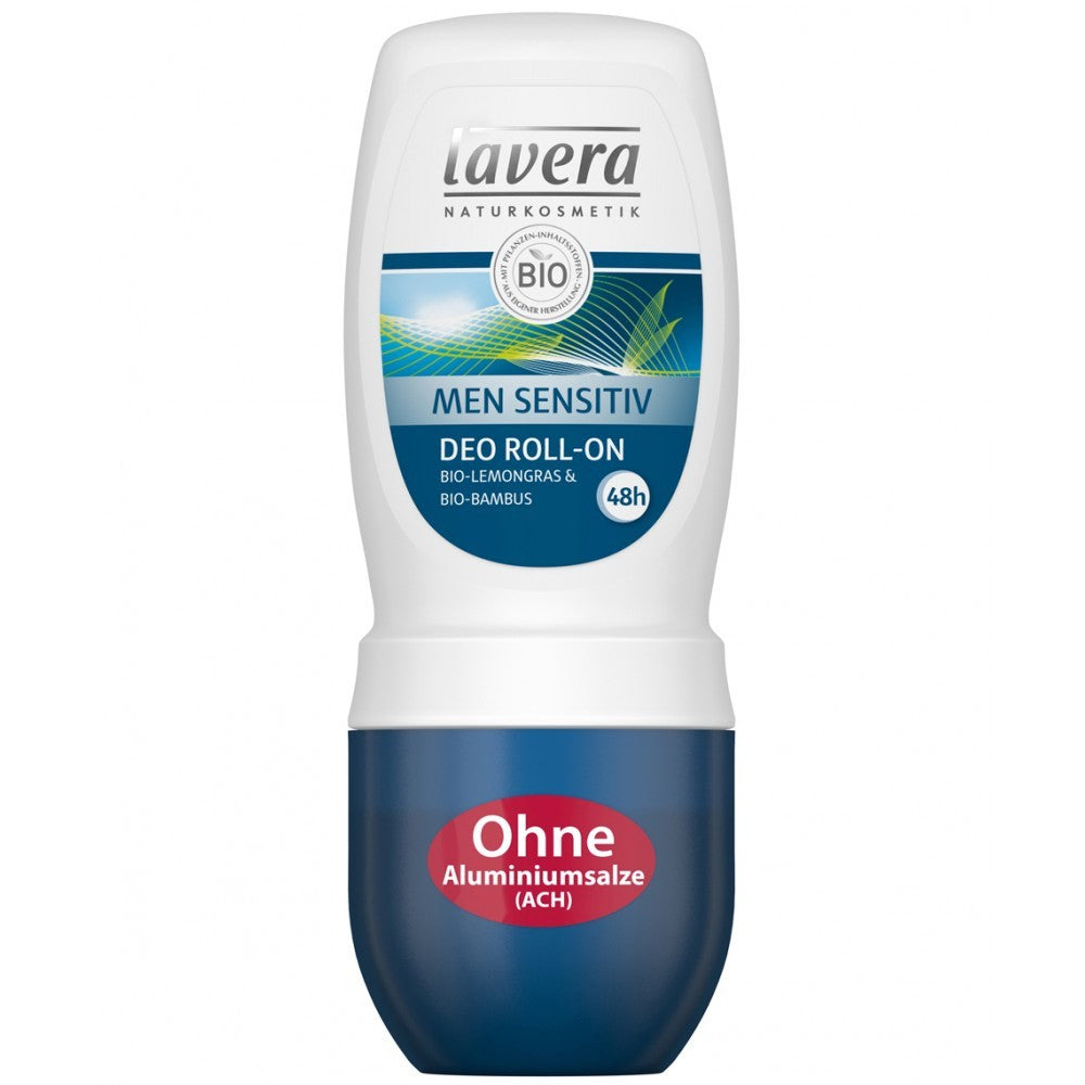 Deo Roll-on pentru bărbați Lavera 50ml fără aluminiu, capac albastru.